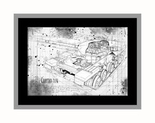 Listing image for Line Tech Drawing Chieftain Tank Mock Retro Art Poster Print