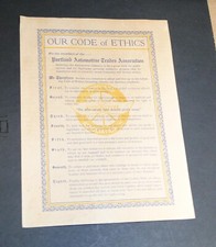 Listing image for Old Portland Automotive Trades Association Our Code of Ethics Poster, Oregon