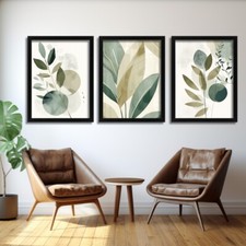Listing image for Minimalist Wall Art Botanical Prints Set of 3 Prints Green Artwork Boho Poster
