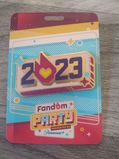 Listing image for 2023 Fandom Party Enamel Lapel Pin NEW Gold Tone Pink Blue