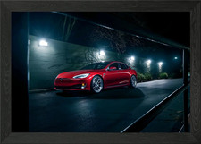 Listing image for Tesla Roadster Framed Wall Art Poster Canvas Print Picture