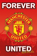 Listing image for Manchester United FC FOREVER UNITED Official EPL Team Crest Logo Wall POSTER