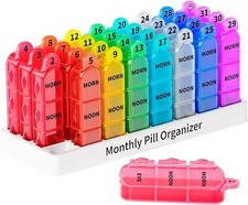 Listing image for Monthly Pill Box Organiser 3 Times a Day Medicine Supplement Box 32 Compartments