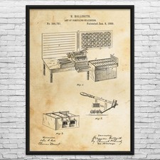 Listing image for Hollerith Statistics Computer Patent Wall Art: Engineer Gifts, Retro Technology