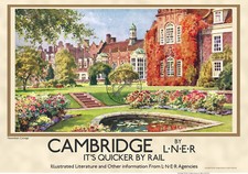 Listing image for Vintage Poster Newnham College CAMBRIDGE University RAILWAY TRAVEL ART PRINT