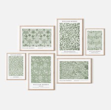 Listing image for Sage Green William Morris Botanical Wall Art Living Room Prints Posters Pictures