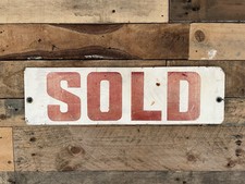 Listing image for VINTAGE 50S FIBREGLASS ESTATE AGENTS WHITE RED SOLD SIGN SHOP ONLINE RETAIL PROP