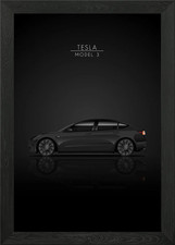 Listing image for Tesla Model 3 Side View Framed Wall Art Poster Canvas Print Picture