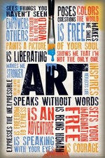 Listing image for Art Speaks Without Words Motivational Classroom Poster Teacher Wall Art 16x24