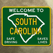 Listing image for South Carolina state line safe driving saves highway marker map road sign 20x16