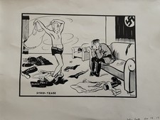 Listing image for Political Cartoon by Kem Striptease’ Original Vintage Print From WW2 Poster