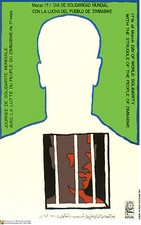 Listing image for Political OSPAAAL POSTER.African Prison.Human Rights.History.Protest art.a43