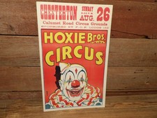 Listing image for Vintage Hoxie Bros Circus Poster 22" x 14" CHESTERTON Grounds Clown