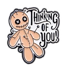 Listing image for Thinking Of You Enamel Pin - Voodoo Doll With Pins - Creepy Cute