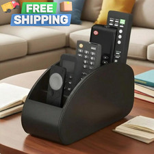 Listing image for Desk Remote Holder Storage Box PU Leather Phone TV/AC Remote Organizer Stand NEW
