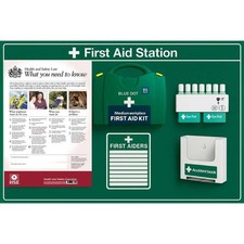 Listing image for First Aid Station Low Risk 1 to 100 People BS8599 c/w Health & Safety Law Poster